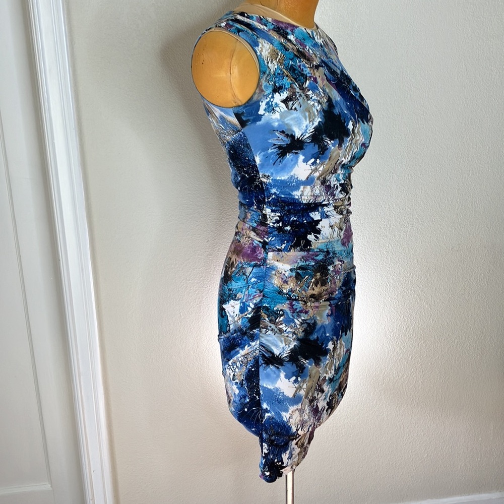 Abstract Multicolor Dress with Ruched Sides - Picture 3 of 10